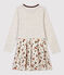 Girls' Long-Sleeved Cotton Dress MONTELIMAR beige/MULTICO white